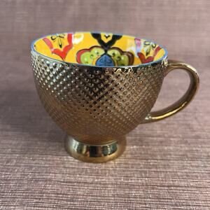 Royal Dining Jumbo Mug • Gold Hand‑Painted • Oversized Ceramic Coffee Cup